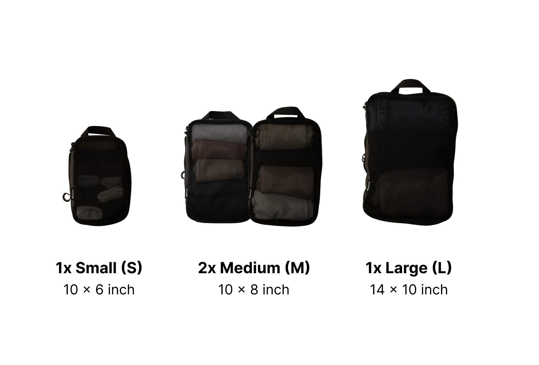 Everything inside the Albatross packing cube set